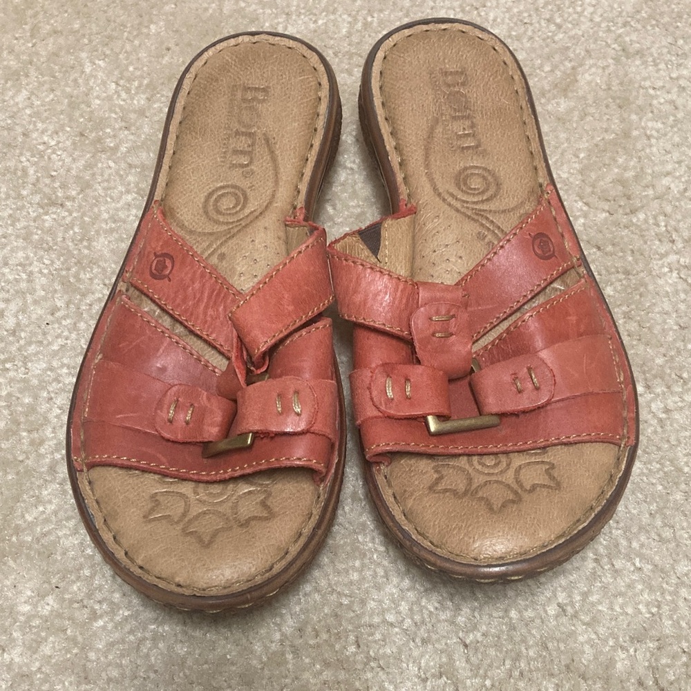 Born Women's Coral Leather Slide Sandals